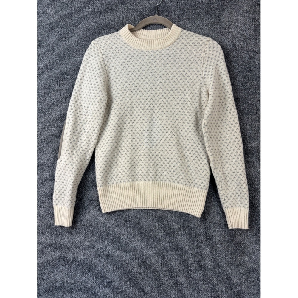 Fjallraven Sweater Women's XS Cream Gray Fair Isle Elbow Patches‎ Gorpcore Cozy